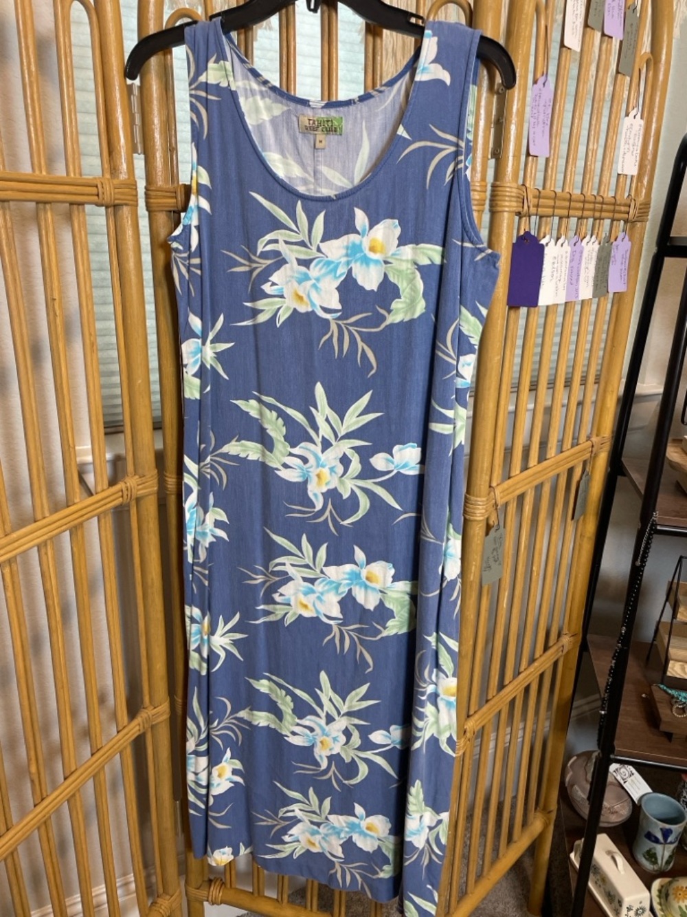 Tahiti Reef Club Blue Floral Sleeveless Maxi Dress - Picture 2 of 6
